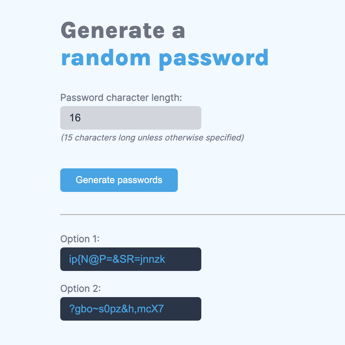 preview of Password Generator